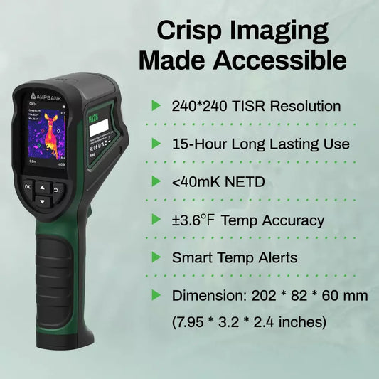 AMPBANK H128 Handheld Thermal Camera 240 x 240 TISR Resolution 24h Battery Life Thermal Imaging Camera 25 Hz Infrared IP65