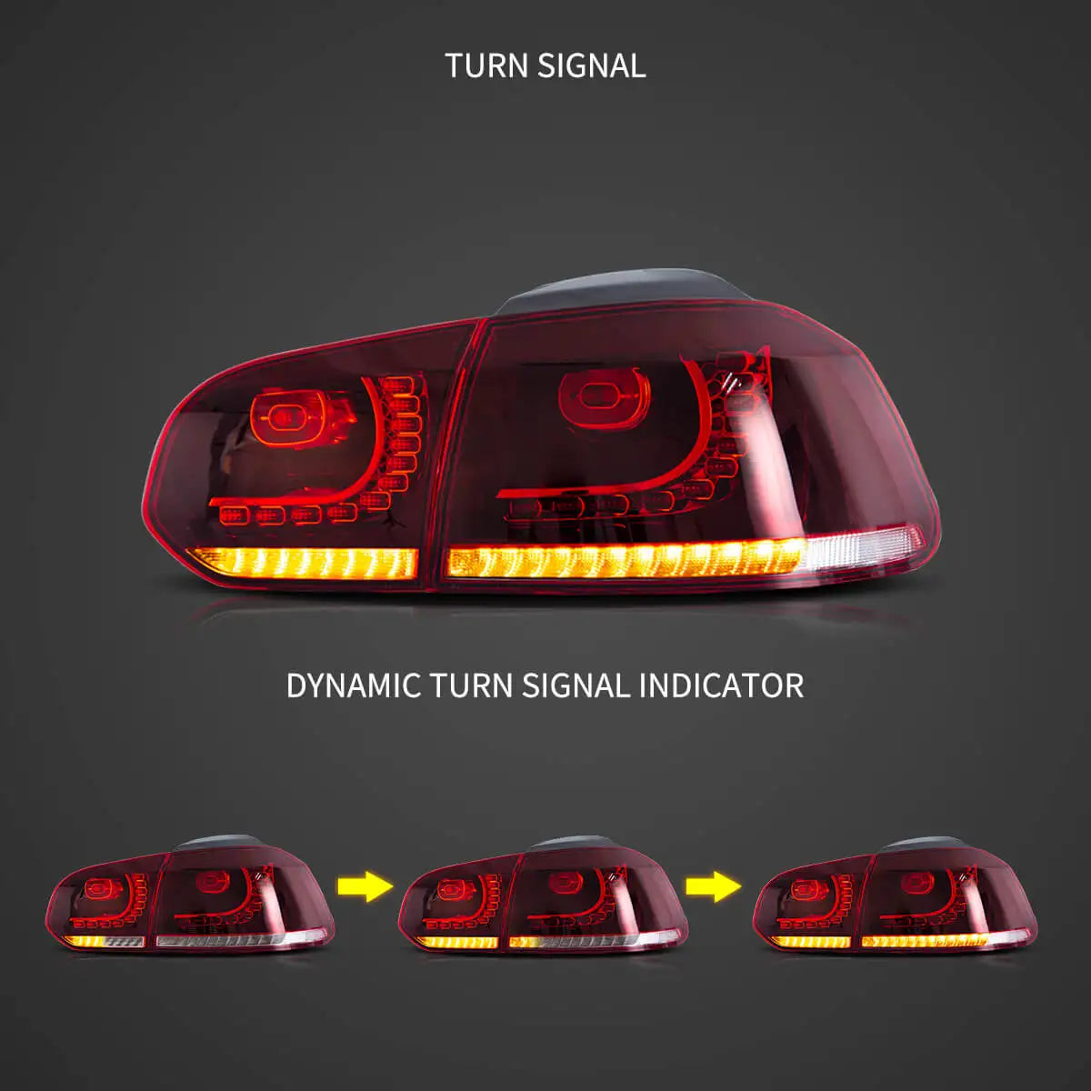 08-14 VW Golf 6th Gen Mk6 Hatchback Vland LED Aftermarket Tail Lights With Amber Sequential Turn Signal