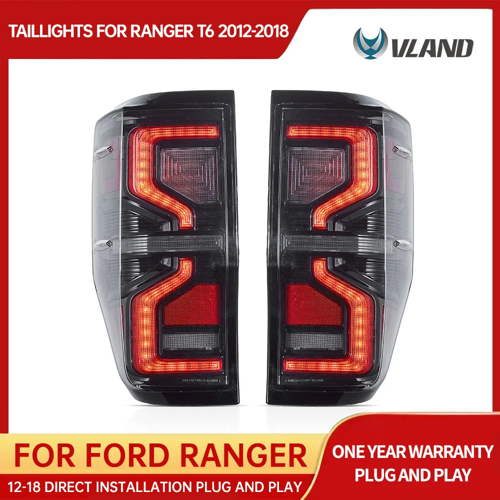 12-22 Ranger Pickup LED Tail Lights by VLAND, Amber Sequential Turn Signal, Rear Lamp Upgrade (Not for US Vehicles)