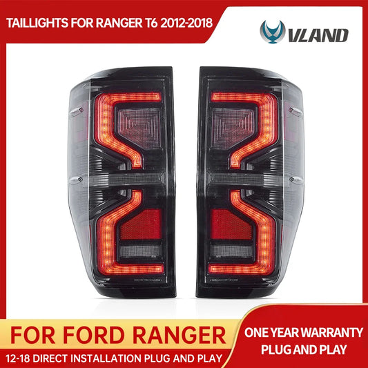 12-22 Ranger Pickup LED Tail Lights by VLAND, Amber Sequential Turn Signal, Rear Lamp Upgrade (Not for US Vehicles)