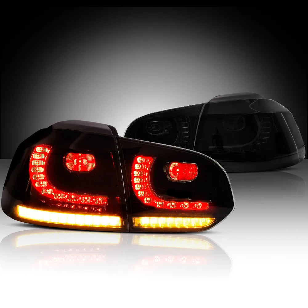 08-14 VW Golf 6th Gen Mk6 Hatchback Vland LED Aftermarket Tail Lights With Amber Sequential Turn Signal