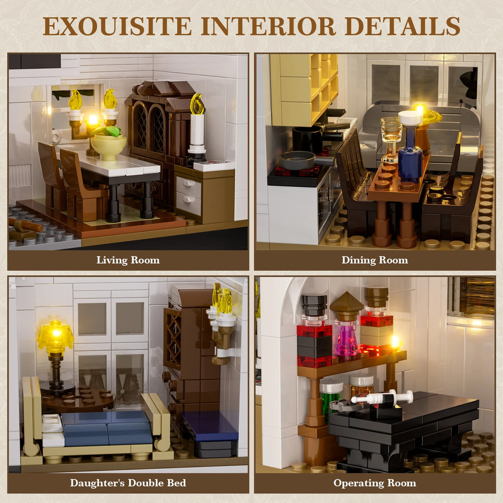 1877 Pcs Magic House Blocks Set Owens House Building Set Creator Architecture Model Home Office Decor Gift for Adults