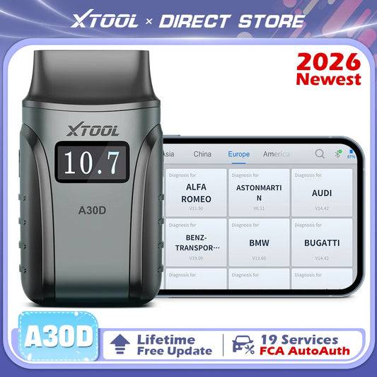2026 New XTOOL Anyscan A30D V2.0 Lifetime Free OBD2 Scanner Bluetooth Diagnostic Tools All System 19 Resets Bi-directional FCA