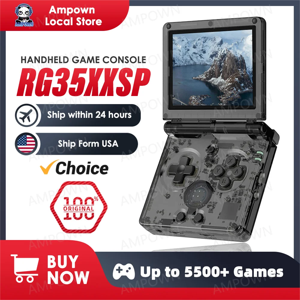 ANBERNIC RG35XXSP Flip Game Console 3.5'' IPS Screen Mini HDMI Output WiFi Bluetooth 4.2 E-book Linux Video Console Player Gifts