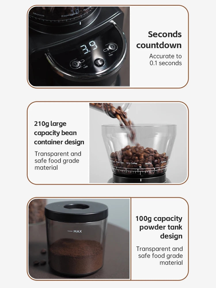 HiBREW Coffee Mill Automatic Electric Coffee Grinder with 31 Gears for Espresso American Coffee Pour Over Visual Bean Storage G3