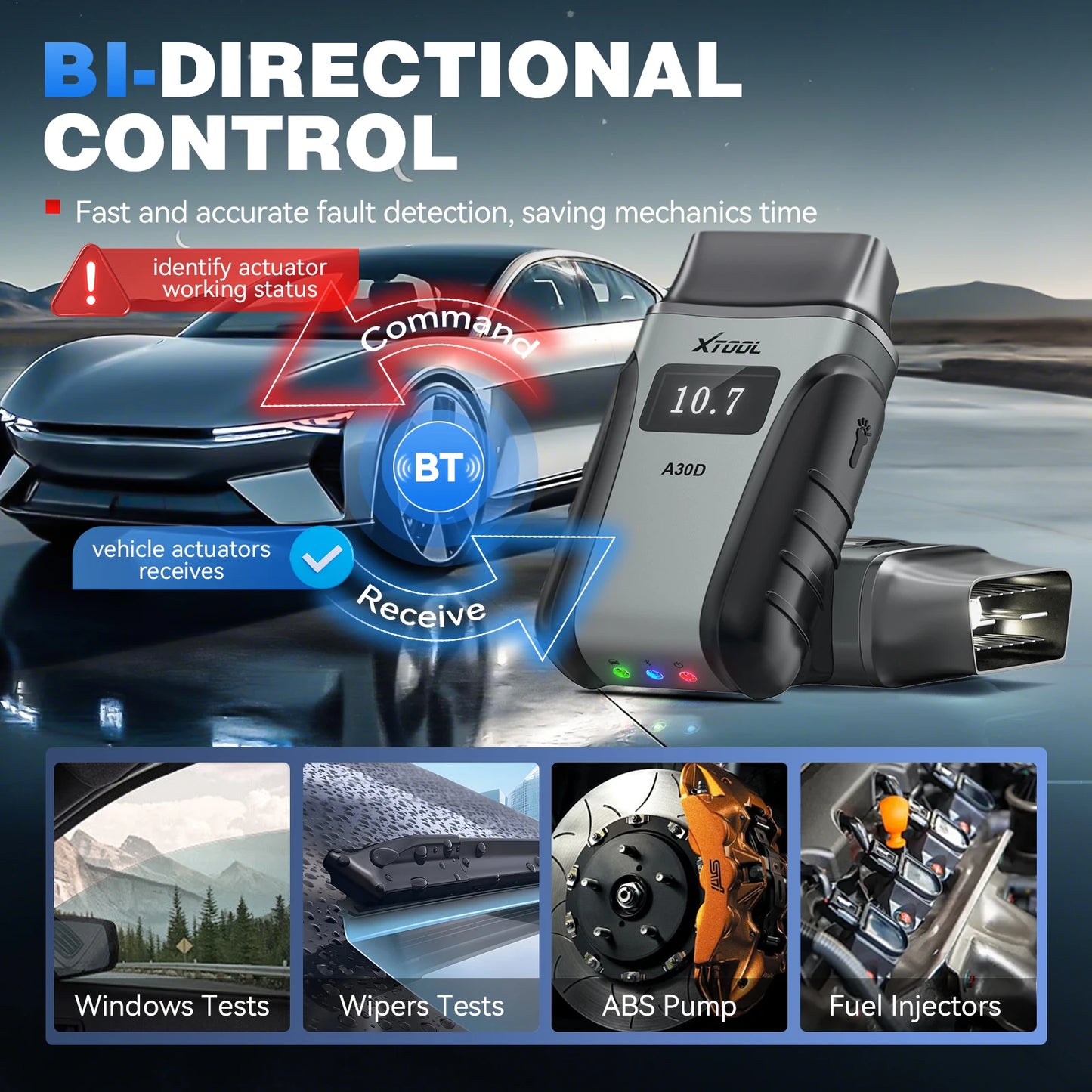 2026 New XTOOL Anyscan A30D V2.0 Lifetime Free OBD2 Scanner Bluetooth Diagnostic Tools All System 19 Resets Bi-directional FCA