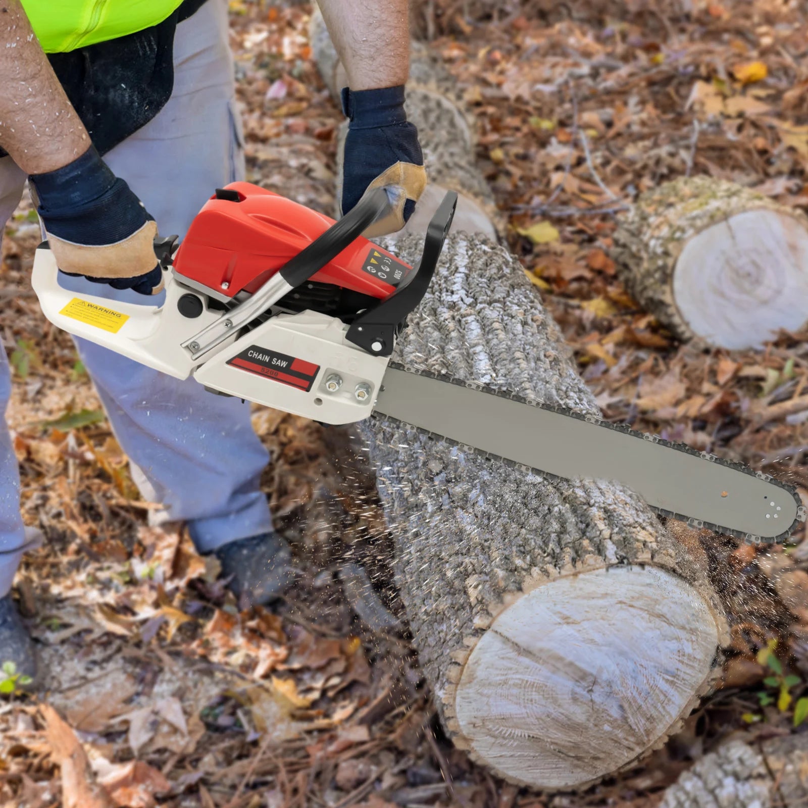 Gasoline Chainsaw with 52cc Engine, 20-inch Bar, and 7500RPM Speed for Heavy-Duty Cutting, Complete with Tool Bag