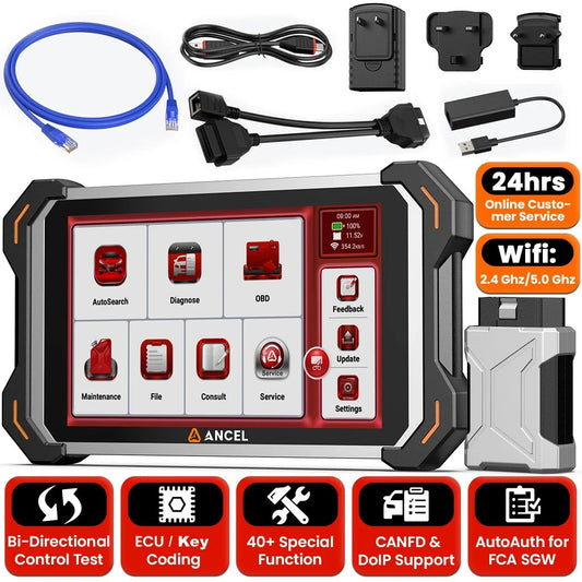 ANCEL DS600 BT Car Bidirectional Scanner Tool All System IMMO ECU Key Coding Diagnostic CAN-FD FCA Auto 35+ Services Code Reader
