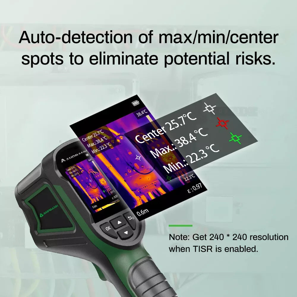 AMPBANK H128 Handheld Thermal Camera 240 x 240 TISR Resolution 24h Battery Life Thermal Imaging Camera 25 Hz Infrared IP65
